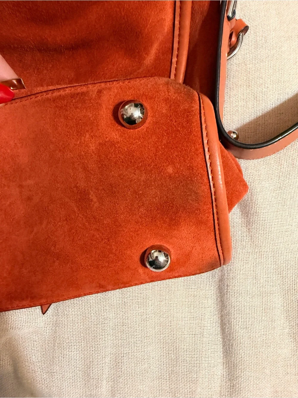 Rebecca Minkoff Orange Suede Top-Handle Satchel